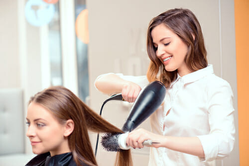 Woman at the hairdresser.